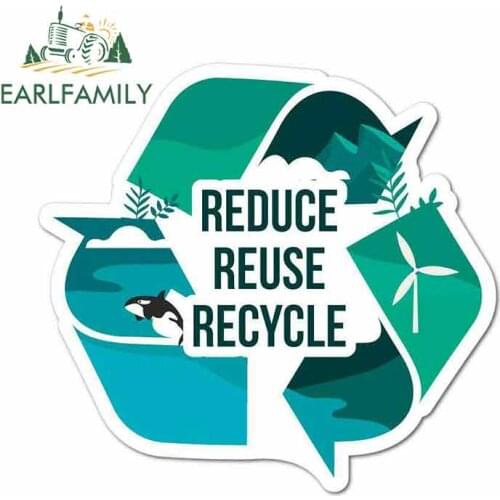 EARLFAMILY 13cm x 13cm for Power of Recycling Sign Funny Car Stickers Waterproof Anime Bumper Trunk Truck Graphics Accessories