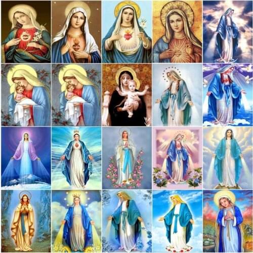GATYZTORY Painting By Numbers The Virgin Mary DIY Oil Coloring By Numbers Portrait Canvas Paint Art Pictures Home Decor