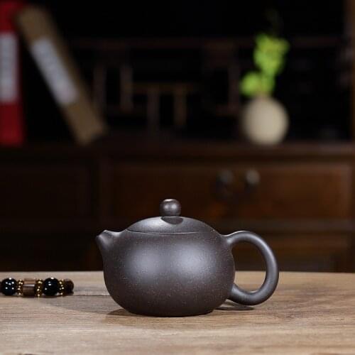 Clay pot genuine hand-made raw ore black cinnamon mud black diamond cap ball hole Xishi pot Kungfu Teapot Tea Set