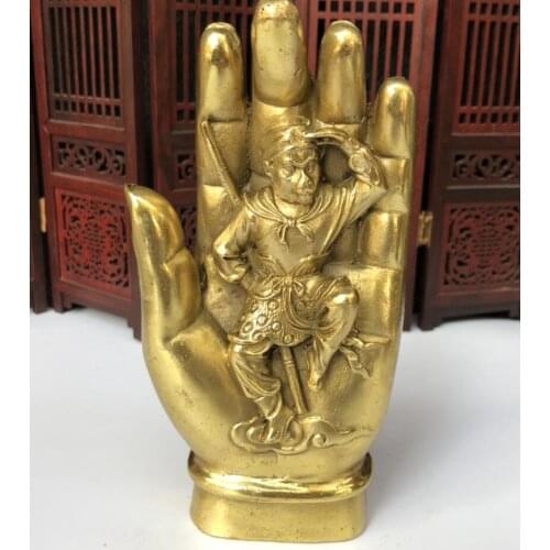 China brass Buddha hand Monkey King crafts statue