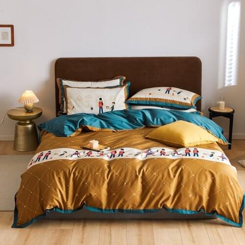 2021 Pastoral Style 600TC Egyptiana Cotton Bedding Sets Queen King Size Duvet Cover Flat/Fitted Sheet Pillowcase