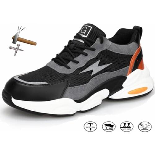 Breathable Mens Safety Shoes Work Shoes Luxury Brand Designer Sneakers Non-slip Steel Toe Cap Indestructible Men Safety Shoes
