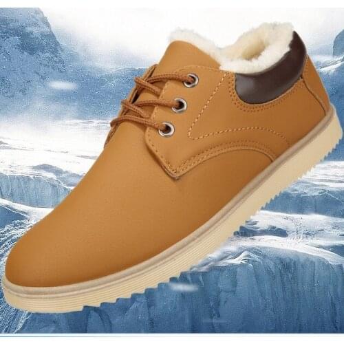 2020Men Snow Boots Winter Plush Warm Men Lace-Up Non-slip Male Ankle Boots Waterproof Autumn Man Work Shoes