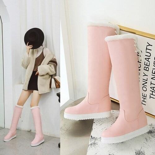 2021 New Winter Flat Boots Add High and Low Heel Lovely Female Snow Boots 366-1