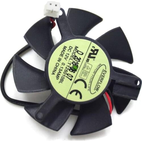New Original 47MM Everflow T125010BL DC 12V 0.13AMP 2.0 2PIN 40MM GV-N620D3 Graphics Card Cooler Fan
