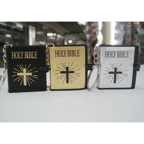 Original New Mens Gold Mini Bible Keychain on Pant Visible Paper Scripture Key Chain Women Jesus Keyring trinket Christmas Gift