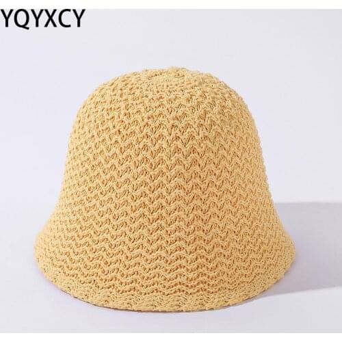 YQYXCY Bucket Hat Women Knitted Spring Summer Hat Female Solid Color Korean Gorro 2021 New