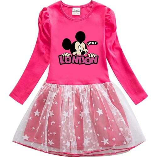 Girl Fairy Dress Female Child Cotton Fashion Clothes Disney Minnie Frock Baby Long Sleeves Costume Elegant Unicor Princess Dress