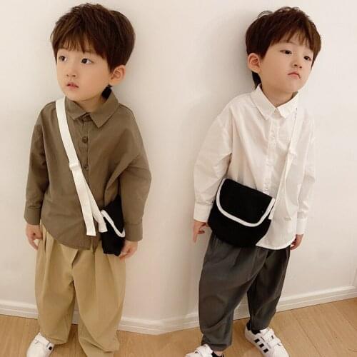 Retro Spring Summer Boys Blouses Shirts Kids Children Clothing Top Overcoat Formal Sport Beach Cotton Long Sleeve High Quality