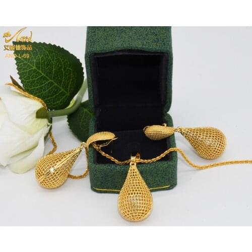 ANIID 22K Gold Earrings And Necklace Spring Crystal Bridal Design Imitation Designer Jewellery African Accessories Luxury Stone