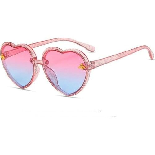New Heart Rimless Kids Sunglasses Fashion Heart Shape Children Sun Glasses Girls Outdoors Travel UV400 Protection Eyewear
