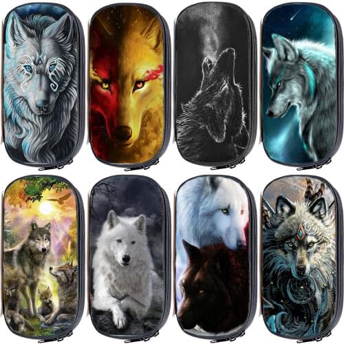 Student Wolf Pencil Case Large Capacity Child Animal Pencil Box Kids Pen Bag Boy Girl Stationery Storage Bag Back to School Gift