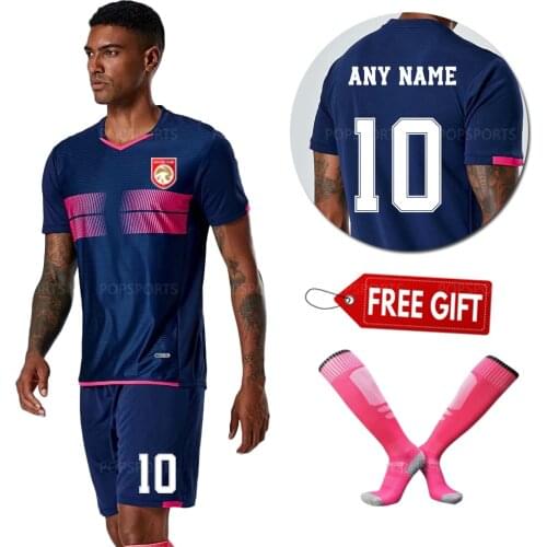 Free socks New Mens Futbol Uniforms, Kid Football Kits Sets Survetement Soccer Jerseys Training Clothes Size Plus size