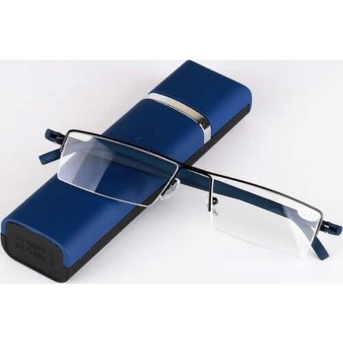 High-end business male and female reading glasses half frame stainless stell plus TR90 material to send glasses case