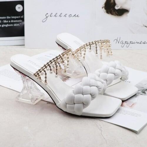 Women Sandals Tapered High Heels Twist Braided Transparent Jewellery Novelty Sexy Fashion All-Match Women Shoes 2021 Summer