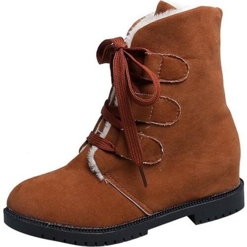 Mudibear Womens Snow Boots Flat Rubber Sole Martin Boots Winter Cotton-Padded Shoes 35-40 Comfortable Red Warm Casual Footwears