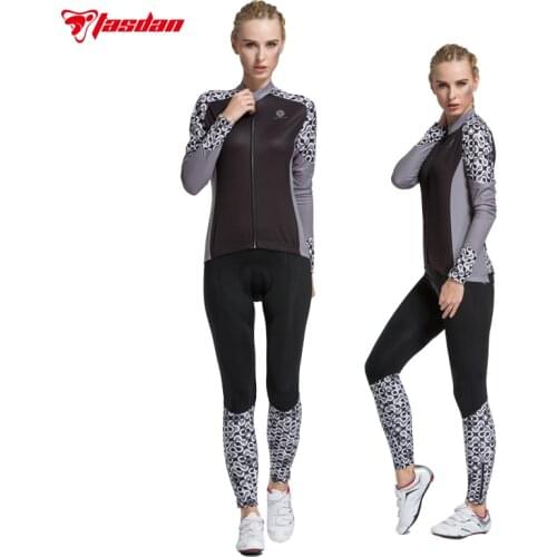 Tasdan Women Cycling Jersey Set Long Sleeve Winter Wear Grey Cycling Wear Cycling Clothings Bicycle Sports Clothing Suits P