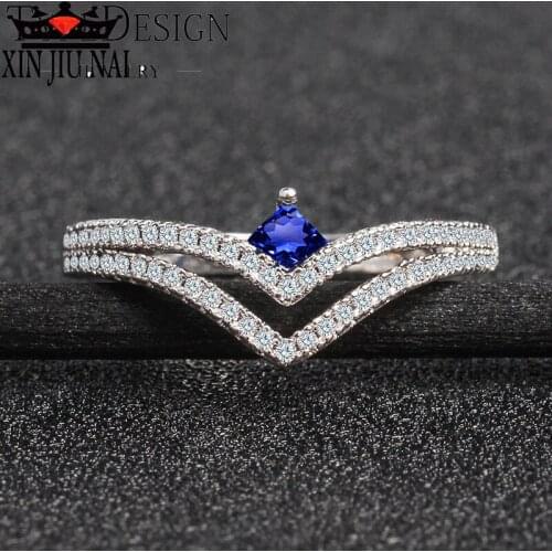 European retro design double crown sapphire lady ring inlaid with high quality zircon leisure jewelry fashion gift womens rings