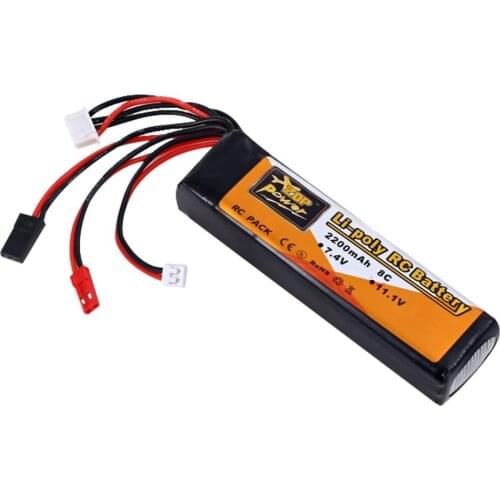 ZOP Power 11.1V 2200mAh 8C 3S 3S1P Lipo Battery JST JR Futaba Plug Rechargeable For RC Drone Helicopter Quadcopter Transmitter