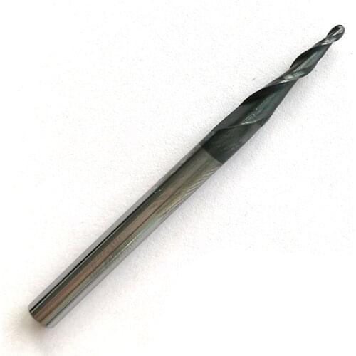 10pcs R0.75*15*D4*50L shank Tungsten solid carbide Tapered Ball Nose End Mills and cone cutter HRC55 with coating