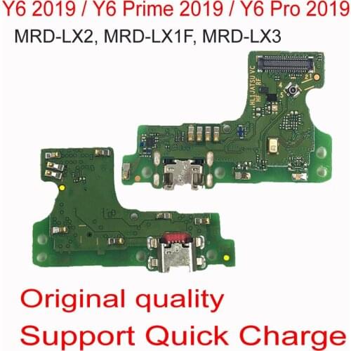 100% Original Charging Port PCB Board USB Charge Dock Connector with Microphone Flex Cable For Huawei Y6 2019 Y6 Pro 2019