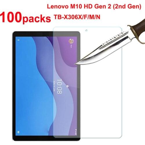 100PCS Tempered Glass for Lenovo Tab M10 HD Gen 2 (2nd Generation) TB-X306F TB-X306X TB-X306M/N 10.1 inch Screen Protector Glass