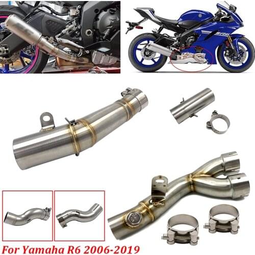 2020 NEW R6 Motorcycle exhaust muffler mid link pipe fit modify for Yamaha YZF-R6 2006-2019 2007 2008 2012 2014 2015 2017 2018
