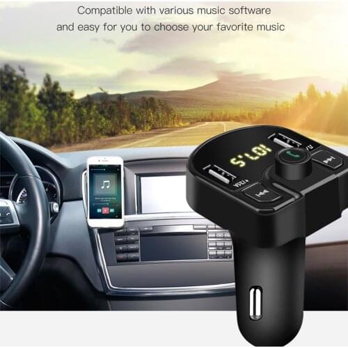 Classic Car FM Transmitter Bluetooth 4.0 Handsfree U Disk TF MP3 Player 4.1A USB Charger Classic Texture Car Vehicle Parts