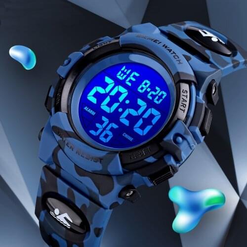 2021 Boys Sports Military Kids Digital Watches Student Childrens Watch Fashion Luminous Led Alarm Camouflage Green Girls Clock