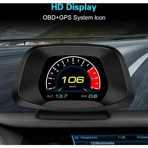 Digital Gauge Meter Turbo Brake Test Auto HUD Head Up Display Speed Projector P19 Security Alarm Gadgets GPS OBD2 Scanner