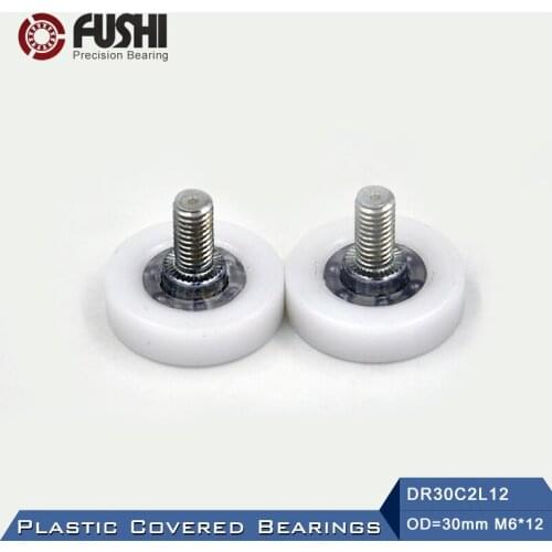DR30C2L12 Screw Pulley Bearing 6*30*7 mm ( 2 PCS ) Doors and Windows Roller Mute Wheel POM 636 M6*12 Plastic Covered Bearings