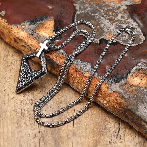 Geometric Hammer Pendant for Men Stainless Steel Necklace