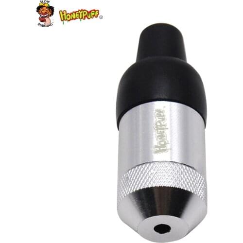 HONEYPUFF Metal Smoking Pipe Nipple Shaped Aluminum Smoking Pipes with Rubber Mouth Tips Mini Portable Tobacco Herb Grinder Pipe