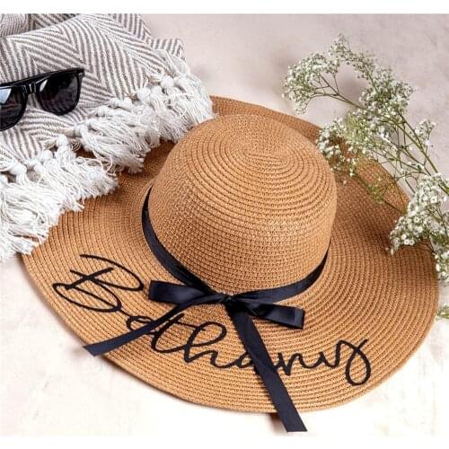Personalized Name Floppy Beach Hat Custom Mrs Wedding Party Gift Unique Birthday Gift Bride to Be Bridal Party Floppy Hat