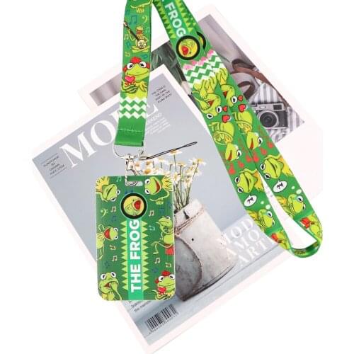 JY134 Cartoon Cute Frog Card Holder ID Holder Student Hanging Neck Bus Card Holder Staff Card With Lanyard