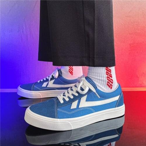 Trendy Brand Mens Casual Shoes Classic Blue White Canvas Vulcanize Shoes Men Comfortable Low Sneakers Man Shoes Tenis Masculino