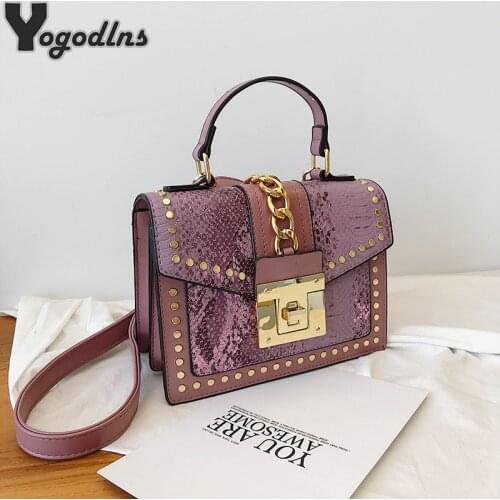 Fashion Chain Lady Sling Bag Snake Pattern PU Leather Crossbody Bag For Women New Designer Shoulder Messenger Bag Mini Handbags