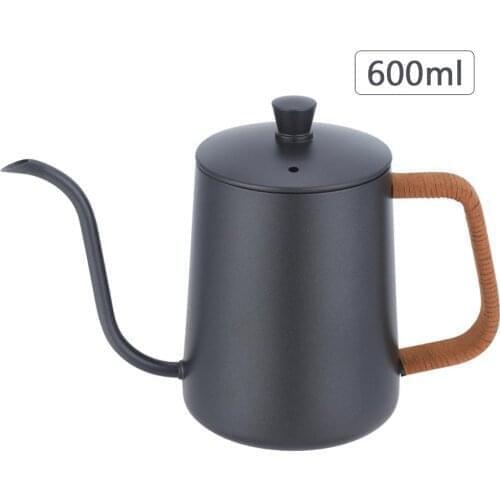 Stainless Steel Mounting Bracket Hand Punch Pot Coffee Pots With Lid Drip Gooseneck Spout Long Mouth Coffee Kettle Teapot- 350ml