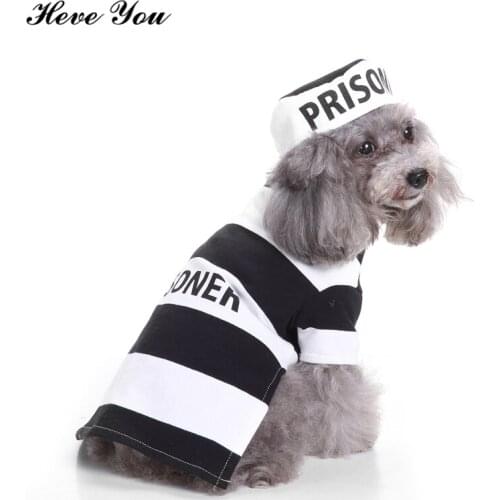Heve You Coat Pet Funny Prisoner Clothes Set Christmas Dog Clothing Dressing Up Party Clothes Pet Cats Products for Pets