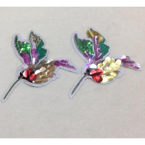 New Arrival 2Pcs 3D Paillette Sequin Embroidery wing Birds Patch Applique Sew on Clothes Shirt Docarate Accessory Patchwork Diy