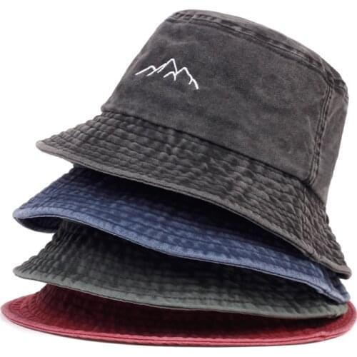 Fashion Cotton Wild Bucket Hat Mountain Range Printed Bucket Hats Summer Fishermans Hat Women Men Fisherman Hats Fishing Hats