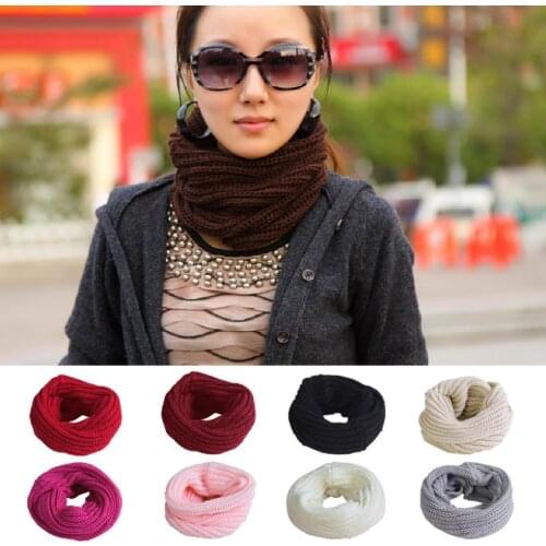 Valentines day gift Fashion women bib Knitted Ring Scarves Solid Neckerchief Cape Yarn Small Muffler suit for Girls Collar Hot