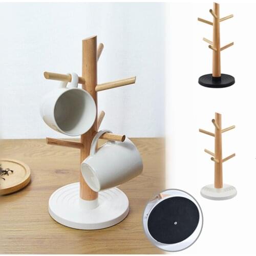 Mug Holder Beech Wood Coffee Cups Stand Kitchen Tea Cup Storage Rack Jewelry Hanging Display Shelf