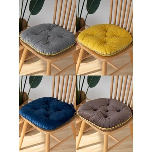 42x40cm yellow/grey/blue/brown velvet chair cushion short plush seat cushion pad seat mat chair office dinning room decor