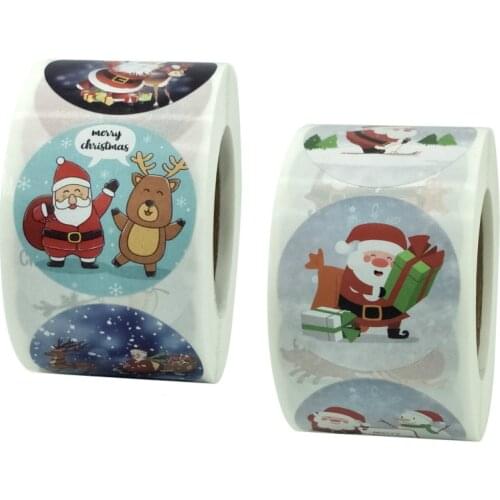 Roll Christmas Sticker Santa Claus Holiday Decoration Sticker Seal Label Scrapbooking Stationery Decoration 500pcs/Roll