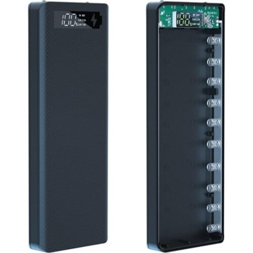 Detachable QC3.0 USB LCD Display DIY 10x18650 Battery Case Power Bank Shell Portable External Box without Battery Powerbank 96BA