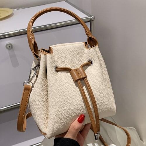 PU Leather Bucket Bags Simple Fashion Handbags for Women Shoulder Crossbody Clutch Bags White Black Green Bolsa Feminina