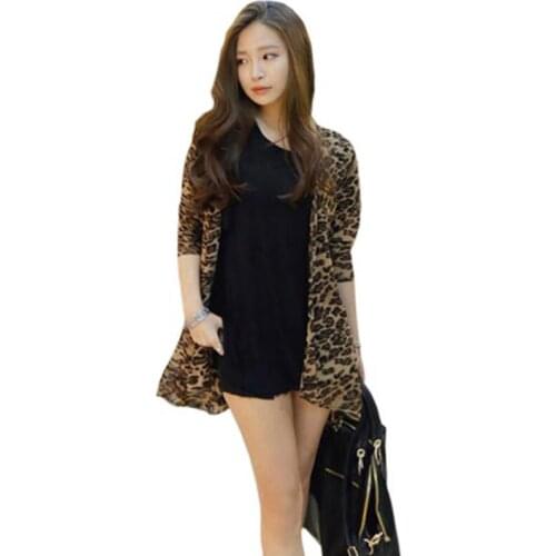 Thin Leopard Womens Coat 2021 Summer New Mesh Shawl Cardigan Jacket Tops Long Sleeve Fashion Sun Protection Clothing Female