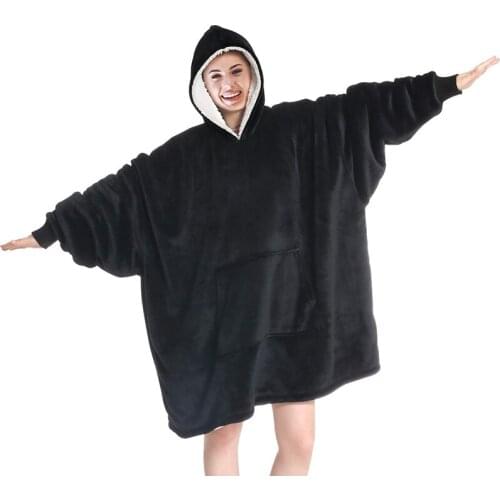 Winter Oversized Hoodie Sweatshirt Women Giant Hoodie Coat Soft Blanket with Sleeve Warm Robe Fleece TV Blanket Hoodies Women
