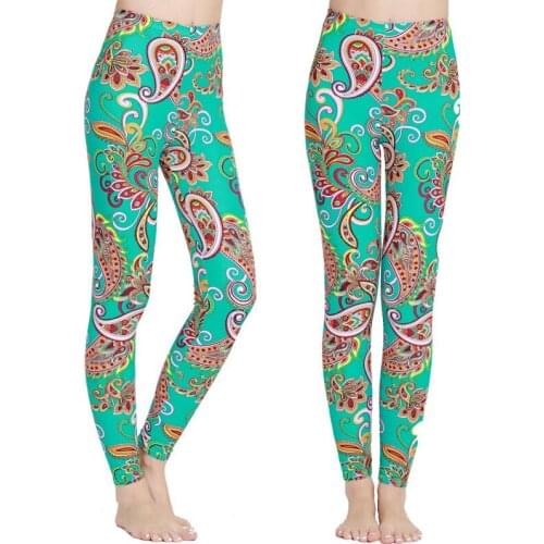 2017 Full Length Leggings Printed Stretchy Footless Woman Running Swimming Tights Fitness Pants Funky Pattern for Women